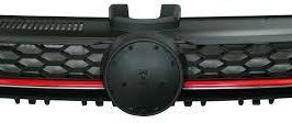 GRIGLIA RADIATORE NERA C/PROFILO ROSSO PER VW GOLF 7 GTI 10/2012> [OE 5G0853651ACBTU]
